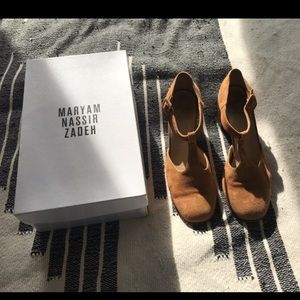 Maryam Nassir Zadeh Suede T-Strap Mary Janes Size 39